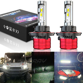 2x H13 For Polaris General 1000 4 White Led Bulbs High Low Beam Headlight