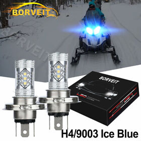2x H4 Bulb Blue Headlight For Ski-doo Mxz 550 550f 2002-2010 2011 2012 2013 2014