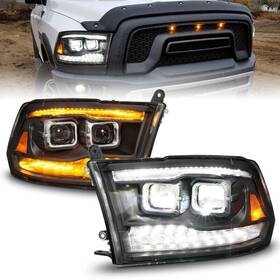111595 Anzo Full Led Proj Headlights With Switchback Light 09-18 Dodge Ram 1500/2500/3500