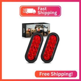 Gooacc Tail-01 6inch Oval Trailer Tail Light 2pcs 10led Red Stop Brake Turn Signals Ligh