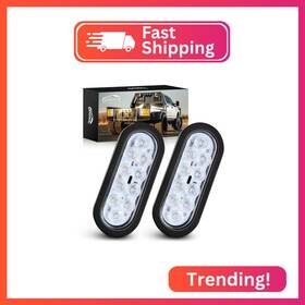 Gooacc Tail-03 6inch Oval Trailer Tail Light 2pcs 10led White Reverse Back Up Lights With S