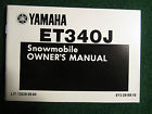 Snowmobile Et340j Owner Yamaha Owners Manual 1985 340