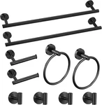 10 Piece Matte Black Bathroom Accessories Set, 24INCH Towel Bar Ring+toile. Fixed Price $75.99.