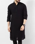 Black Indian 100% Cotton Kurta Solid Top Men's Casual Shirts Traditional. Fixed Price $21.00.
