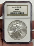 2001 American Silver Eagle Coin - Ngc MS69 #8070. Fixed Price $95.00.