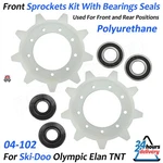 Front & Rear Sprockets With Bearings Seals 04-102 For Ski-doo Olympic Elan Tnt. Fixed Price $34.19.