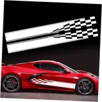 1 Pair 82.28'' Car Universal Racing Checkered Side Stripes Decal White. Fixed Price $26.24.