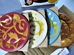 Rachael Ray Stoneware Salad Plates Gold Scroll 4 Pc Set 8 Inch Each Unique Color. Fixed Price $24.26.