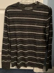 American Eagle Men's Xs Dark Gray Striped Long Sleeve Crew Neck T-shirt Logo. Fixed Price $5.99.