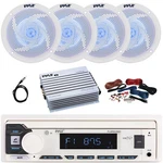 Pyle MP3 Player Media Receiver, 4X 4" 100W Blue Led White Speakers, Amplifier. Fixed Price $195.99.
