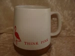 American Atelier Think Pink Flamingo 16 Oz Cork Bottomed Coffee Mug Stoneware. Fixed Price $11.61.