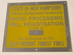 1953 State Of New Hampshire Sawmill Registration License Plate Sign 93 7" X 5". Fixed Price $39.99.