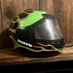 Arctic Cat Snowmobile Helmet Rare Green Flames Paint Dual Vents Hinged Visor. Fixed Price $126.00.