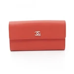 Chanel Coco Mark Ski Motif Long Wallet Rare Orange/red. Fixed Price $1635.00.