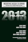 Polaris Owners Manual Book 2013 800 Pro Rmk. Fixed Price $19.50.