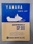 Yamaha EW-643 GP-643 Snowmobile Parts List Manual. Fixed Price $20.00.