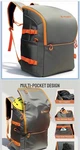 55L Ski Boot Bag Backpack, 6 Pockets, Ergonomic Design, Waterproof Orange-gray. Fixed Price $35.00.