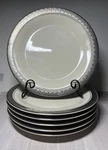 6 American Royalty Grand President Platinum Rim Fine Porcelain Salad Plate 7 5/8. Fixed Price $50.00.