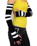 Long Patchwork Winter Gloves Black White Striped Warmers Hand Sleeves Covers. Fixed Price $32.30.