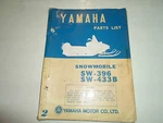 1972 Yamaha Snowmobile Model SW396 SW433B Parts List Manual Factory Oem Book. Fixed Price $29.95.