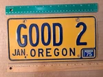 License Plate, Oregon, 1975, 2, Too, Also, Goodie Shoes, #2. Fixed Price $31.99.