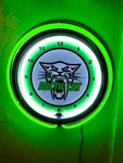 Arctic Cat Snowmobile Machine Racing Garage Green Neon Style Led Clock Sign. Fixed Price $137.99.